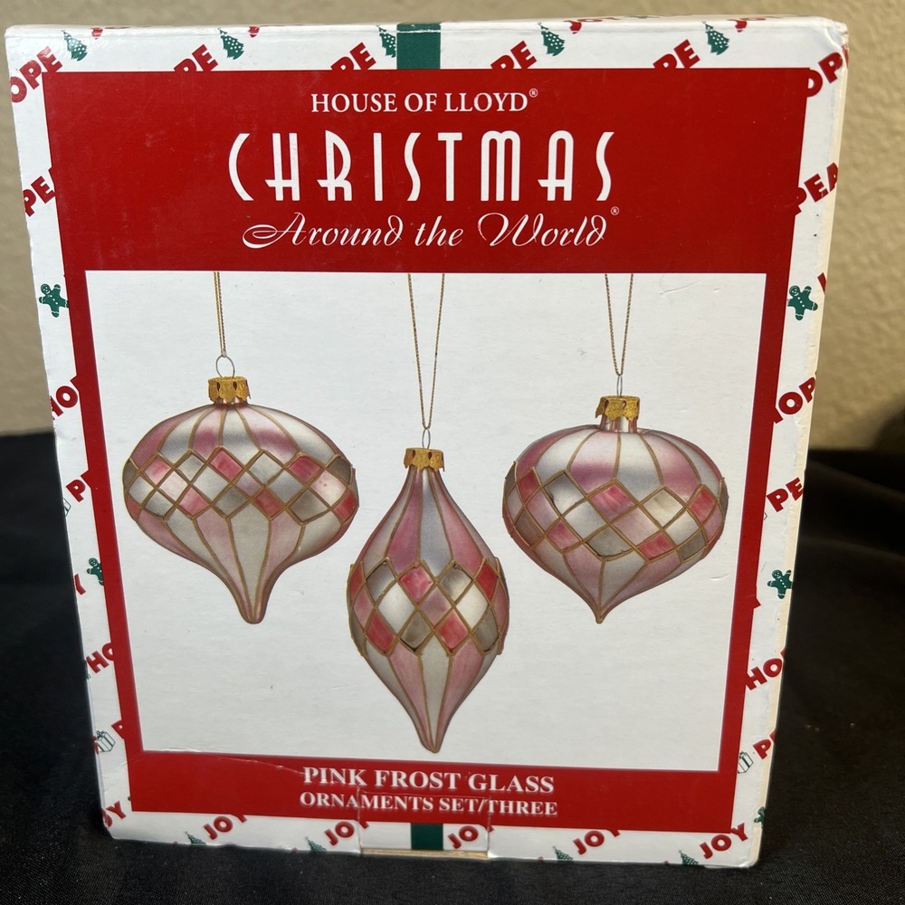 Vintage 1998 House of Lloyd Christmas Around The World 3 Frosted Glass Ornaments